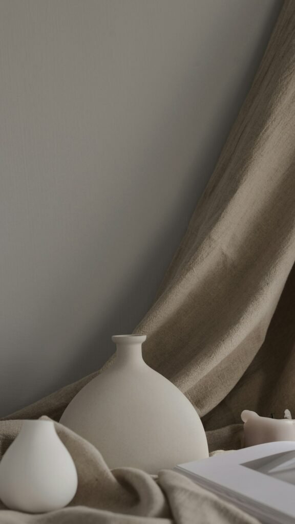 Neutral ceramic vases styled for a warm modern home