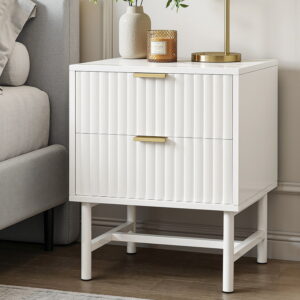 Artiss Bedside Table 2 Drawers - White