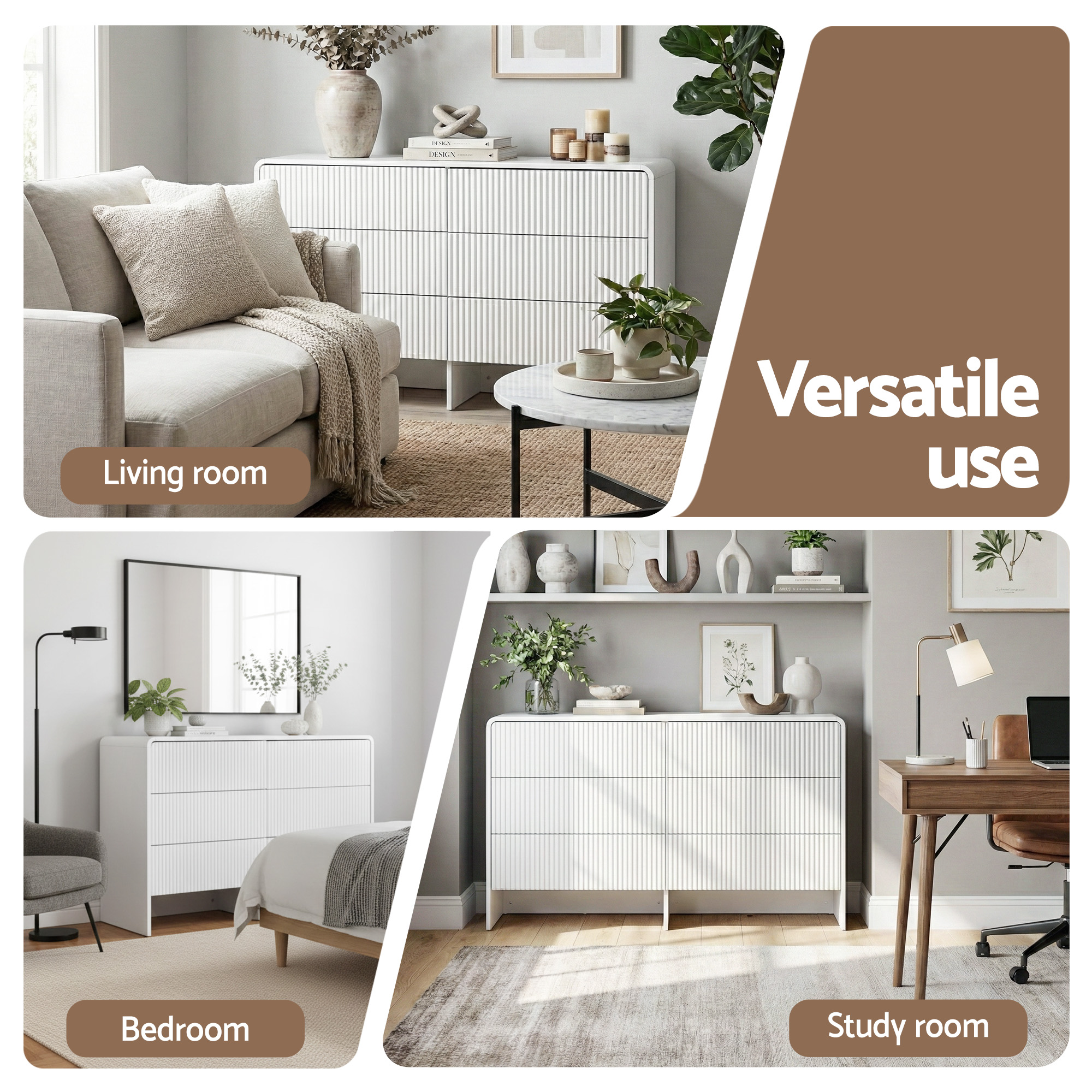 Artiss 6 Chest of Drawers Dresser Cabinet Beige - Image 9