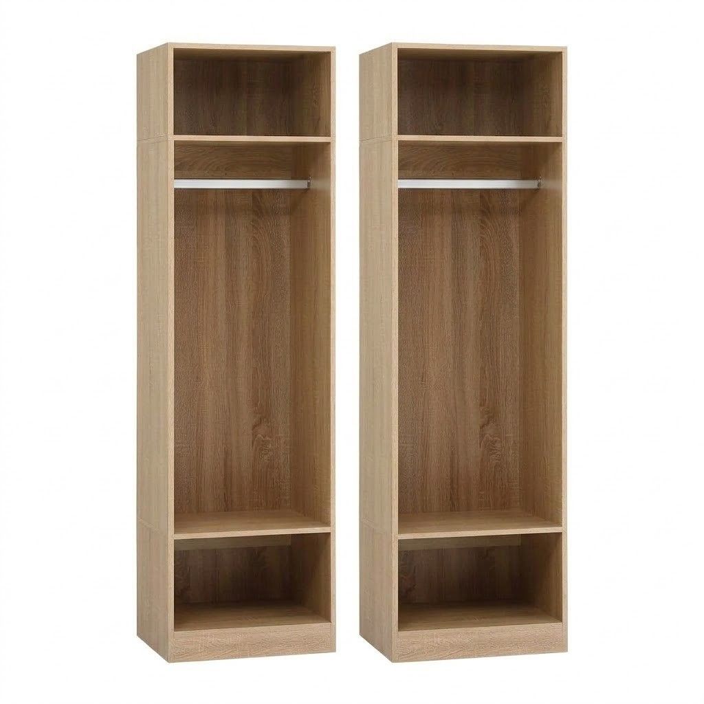 Artiss 2X Wardrobe Clothes Closet Storage Organiser Shelf Pine - Image 3