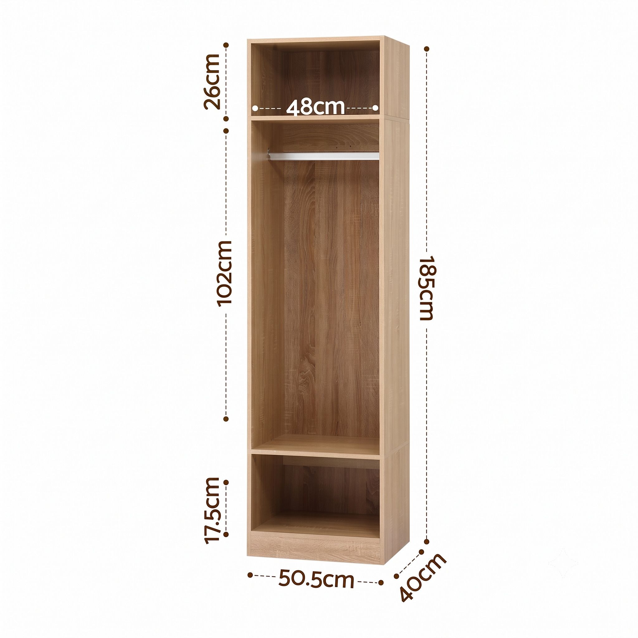 Artiss 2X Wardrobe Clothes Closet Storage Organiser Shelf Pine - Image 4