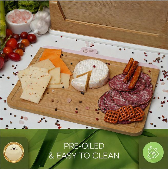 Wooden Cutting Boards 4 Piece Food Classification Cutting Board Durable Bamboo Material Practical Kitchen Gadgets Ideal Charcuterie & Chopping for Meat, Vegetables and Fruits Ideal Kitchen Gifts - Image 5