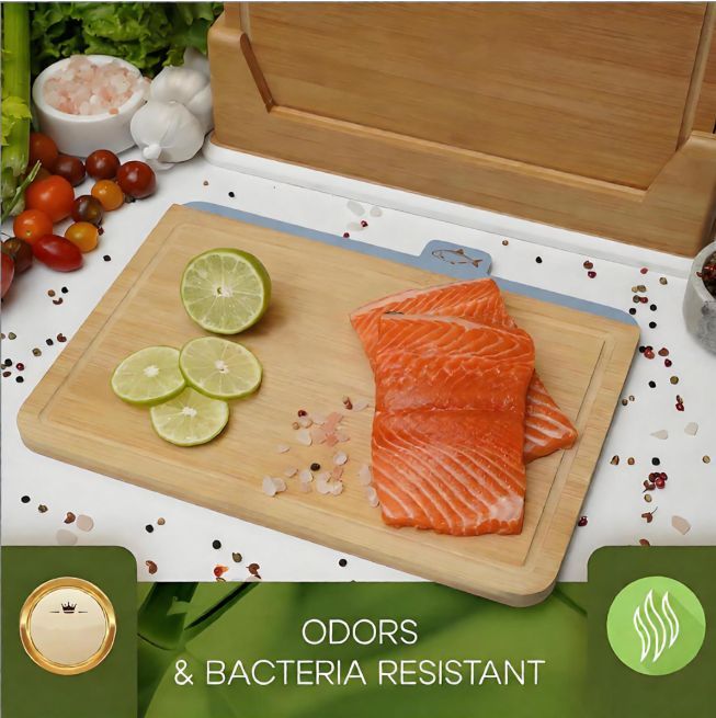 Wooden Cutting Boards 4 Piece Food Classification Cutting Board Durable Bamboo Material Practical Kitchen Gadgets Ideal Charcuterie & Chopping for Meat, Vegetables and Fruits Ideal Kitchen Gifts - Image 6