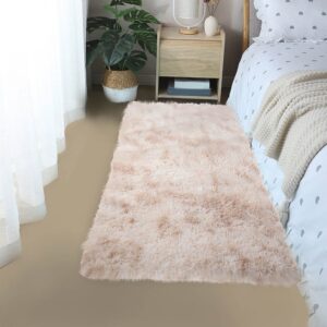 Soft Shag Area Rug 31 x 63 in - Tie-Dyed Light Grey