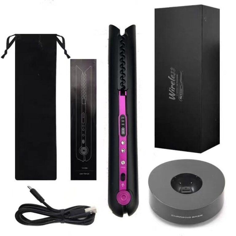 Black Red Wireless Hair Straightener Curler 2 in 1, Portable Rechargeable Hair Styling Iron with Temperature Control