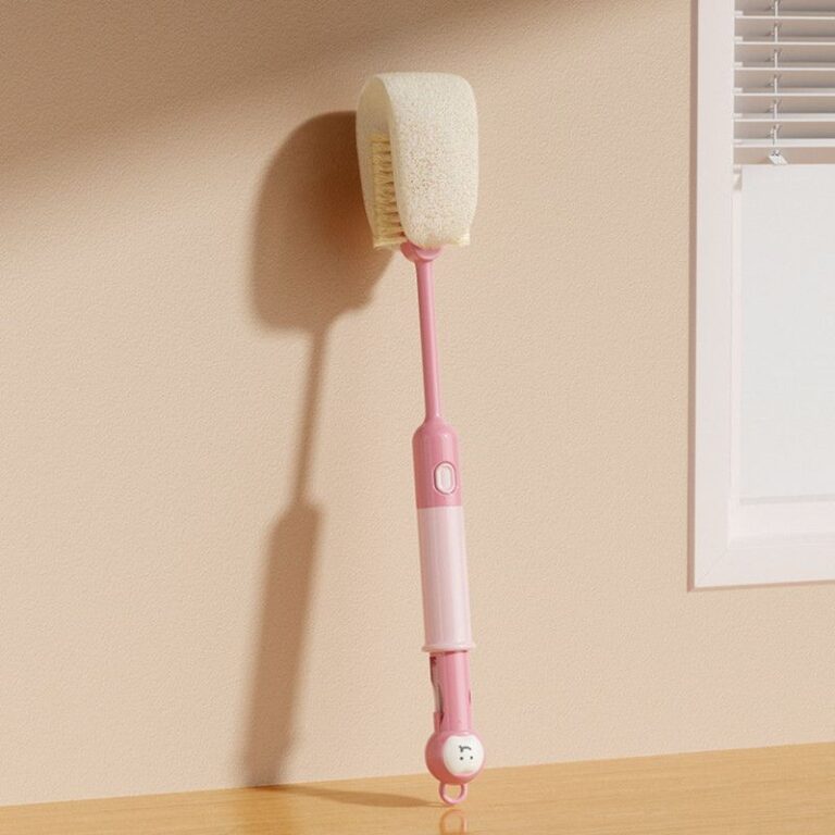 6-in-1 Long Handle Bottle Brush, Multifunctional Cleaner for Water Bottle, Baby Bottle & Straw Cup-Pink