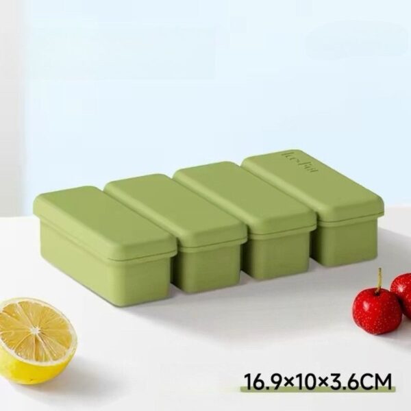 Long Ice Brick Mold, Ice Tray with Lid for Home, Food Freezing Mold—Green