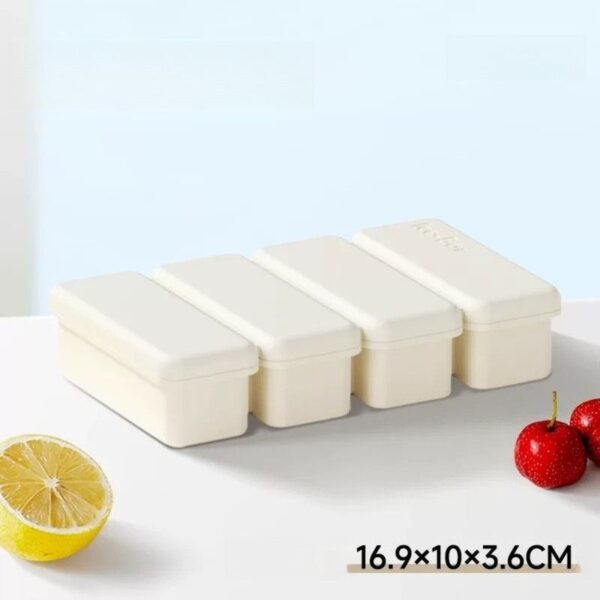 Long Ice Brick Mold, Ice Tray with Lid for Home, Food Freezing Mold—White