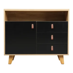 Eeeza Storage Cabinet with 3 Drawers & 1 Door - Black