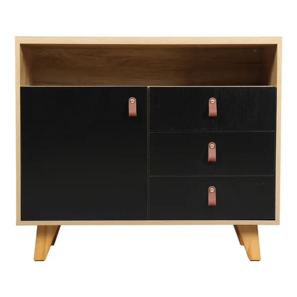 Eeeza Storage Cabinet with 3 Drawers & 1 Door - Black