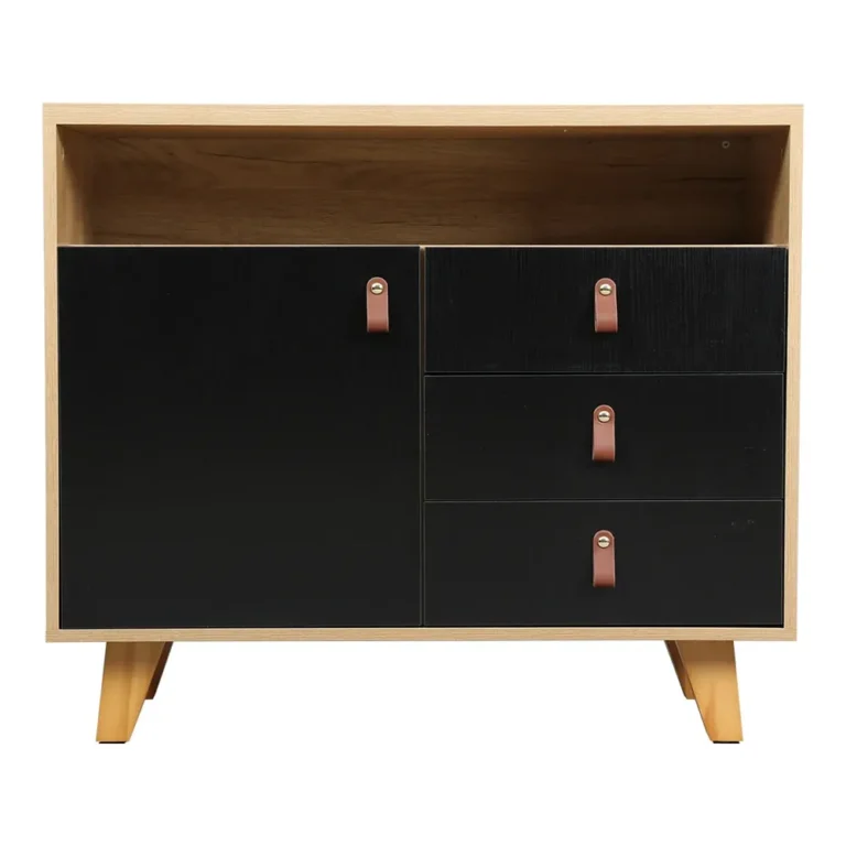 Eeeza Storage Cabinet with 3 Drawers & 1 Door - Black