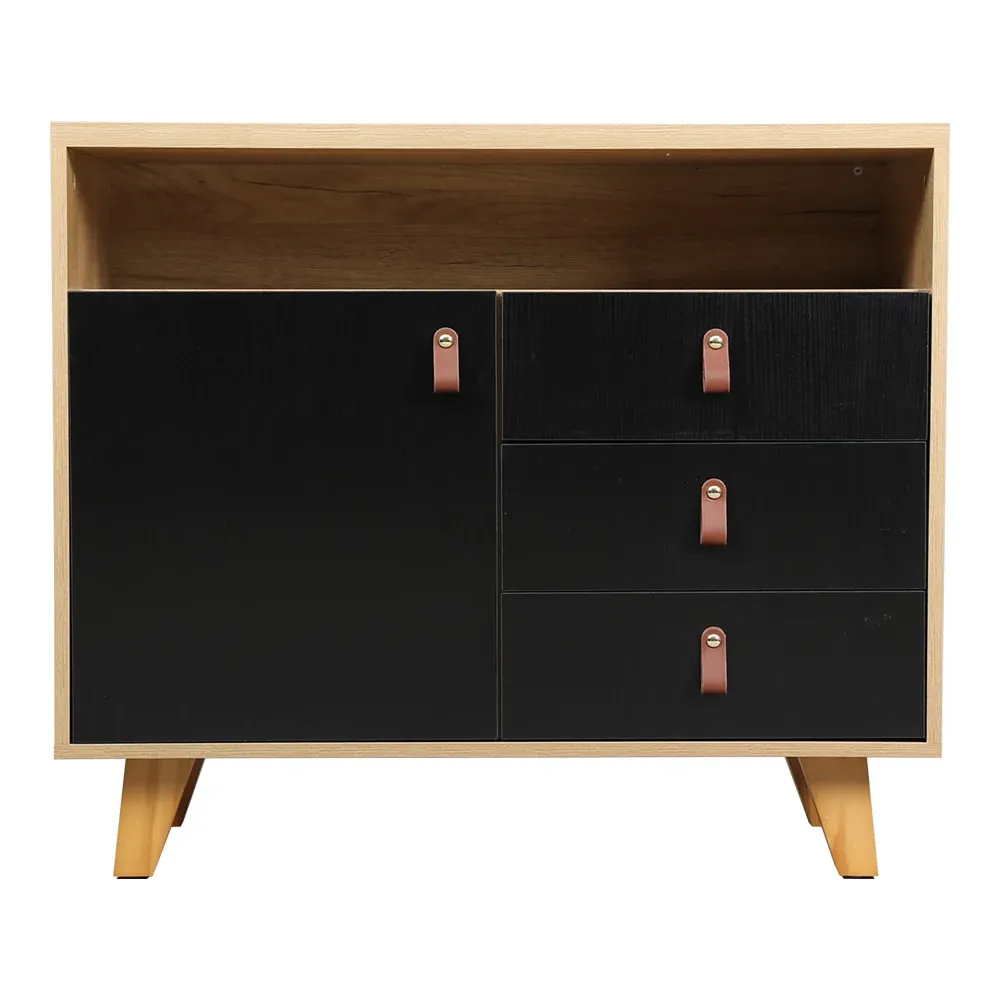 Eeeza Storage Cabinet with 3 Drawers & 1 Door - Black
