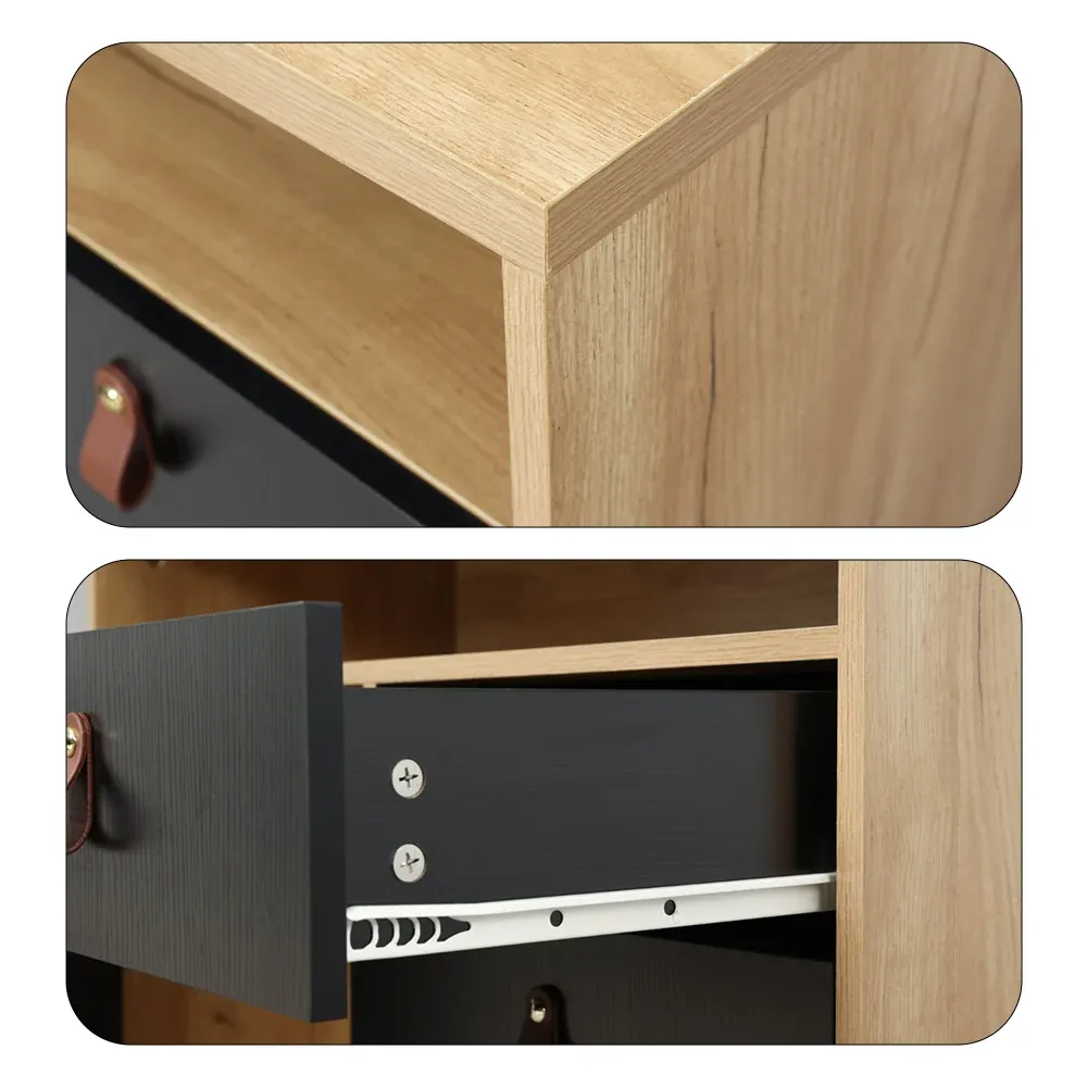 Eeeza Storage Cabinet with 3 Drawers & 1 Door - Black