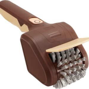 Handheld Electric Grill Cleaning Brush with Rotating Stainless Steel Head for Outdoor BBQ and Home Grill Maintenance (Brown)