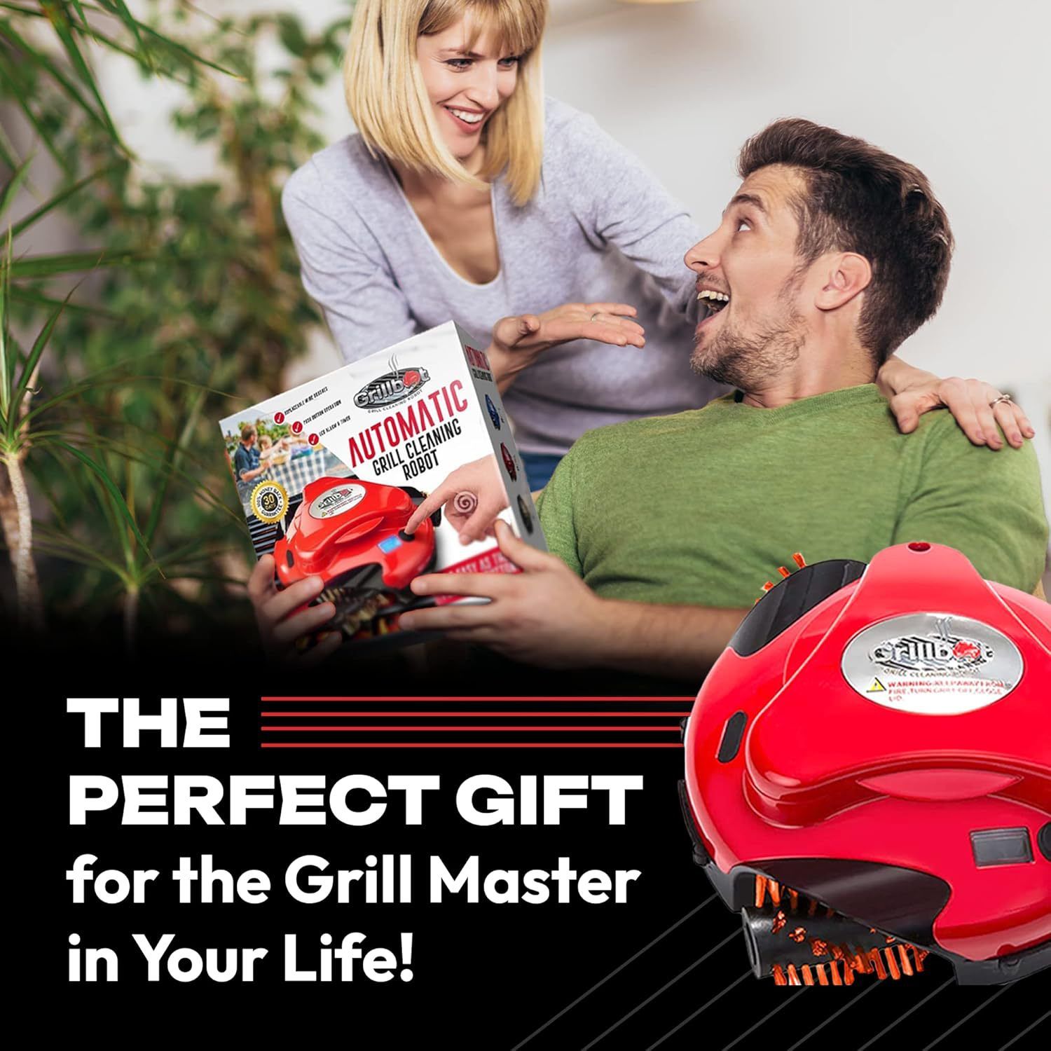 Automatic Grill Cleaning Robot with Nylon Brushes for Effortless Removal of Grease, Burnt Residue and Food Debris on Any Size Barbecue Grill, Ideal Gift for BBQ Lovers (Red) - Image 7